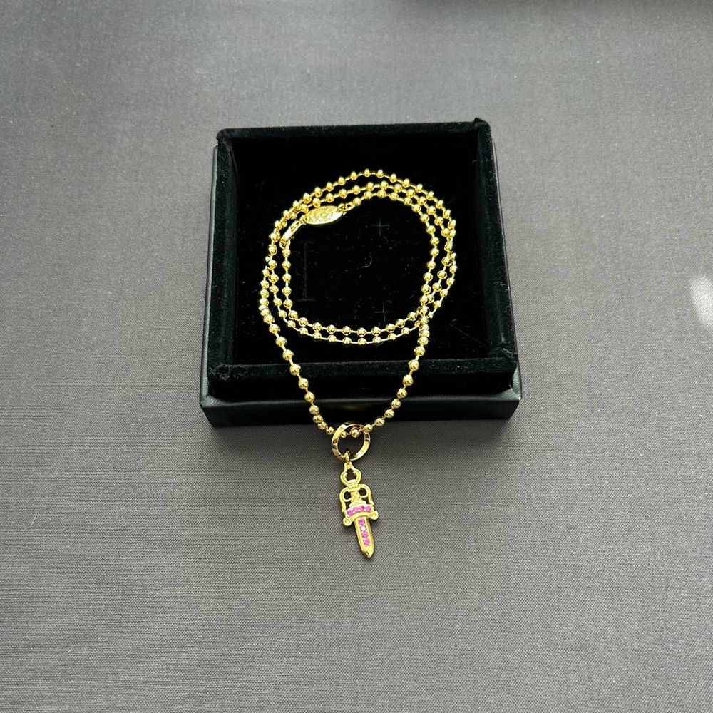 CH Pink and Gold Dagger Necklace